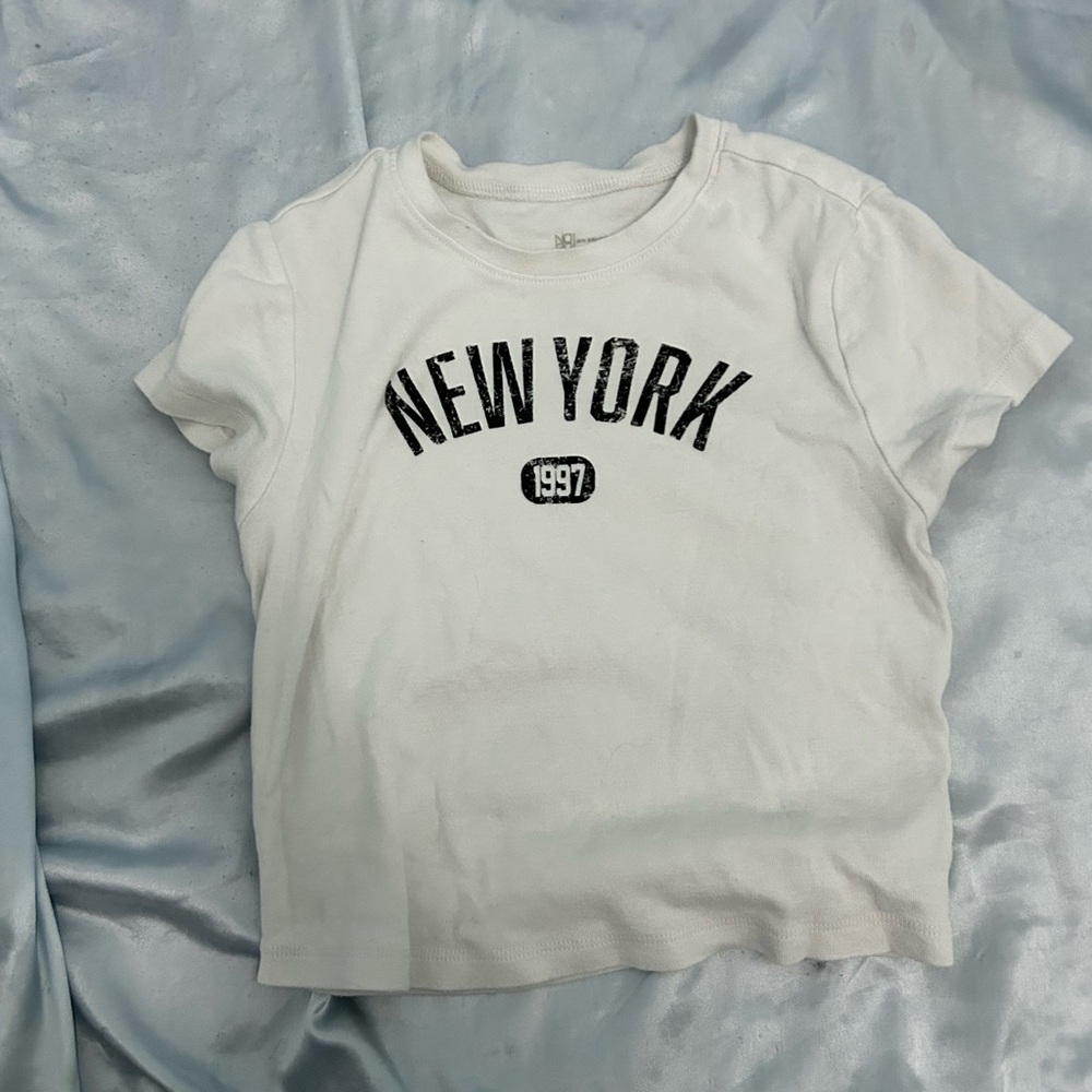 No Boundaries White and Black Short Sleeve Tee with Bold Print